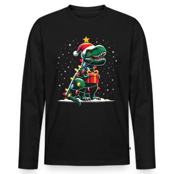 Arbre Rex Noël laid - T-shirt manches longues Premium bio Homme - noir - Devant - Nico (187cm)