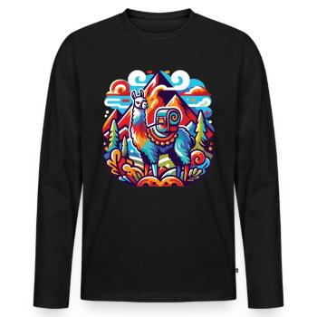 Lama de randonnée : De sommet en sommet - T-shirt manches longues Premium bio Homme - noir - Devant - Nico (187cm)