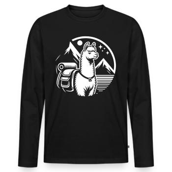 Simple hiking llama: Mountains in view - Men's Premium Organic Long Sleeve Shirt - black - Front - Nico (187cm)