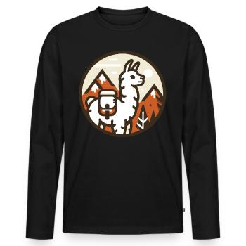 Simple hiking llama: Mountains in view - Men's Premium Organic Long Sleeve Shirt - black - Front - Nico (187cm)