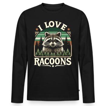 Raccoon in the forest: "I love Racoons" - Men's Premium Organic Long Sleeve Shirt - black - Front - Nico (187cm)