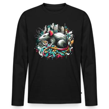 Graffiti Rat: Urban Intelligence - Men's Premium Organic Long Sleeve Shirt - black - Front - Nico (187cm)