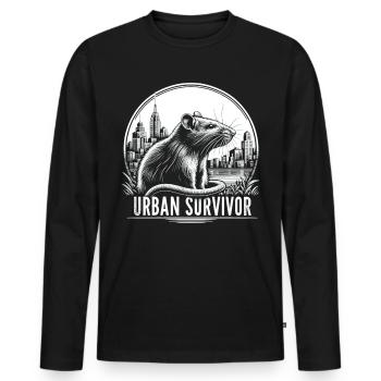 Überlebenskünstler Ratte: Städtische Natur - Männer Premium Bio Langarmshirt - Schwarz - Vorne - Nico (187cm)
