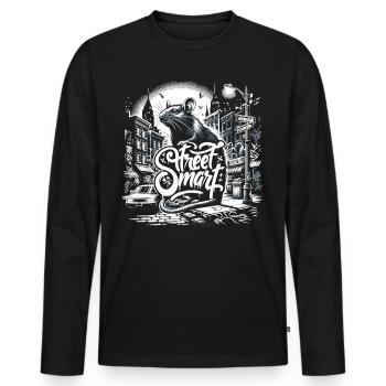 Art de rue sur les rats - T-shirt manches longues Premium bio Homme - noir - Devant - Nico (187cm)