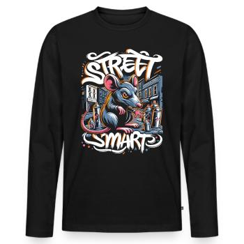 Rat: Graffiti Art - Men's Premium Organic Long Sleeve Shirt - black - Front - Nico (187cm)