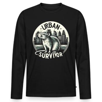 Le rat dans la métropole : la nature sauvage urbaine - T-shirt manches longues Premium bio Homme - noir - Devant - Nico (187cm)