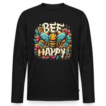 Fleurs et nids d’abeilles : Design d’abeille créatif - T-shirt manches longues Premium bio Homme - noir - Devant - Nico (187cm)