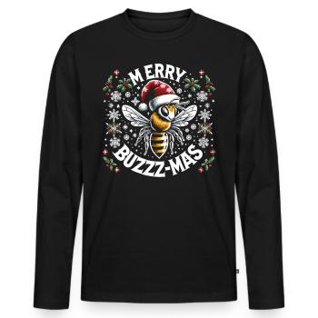 Snowflakes and bee magic - Men's Premium Organic Long Sleeve Shirt - black - Front - Nico (187cm)
