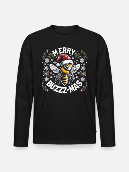 Snowflakes and bee magic - Men's Premium Organic Long Sleeve Shirt - black