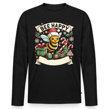 Abeille de Noël : joie festive - T-shirt manches longues Premium bio Homme - noir - Devant - Nico (187cm)