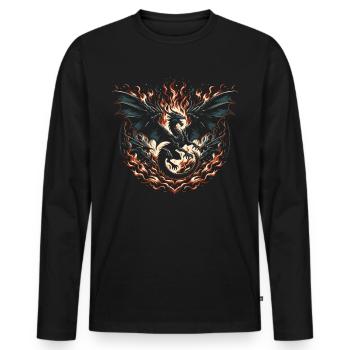 Feuerdrache des Dunklen Sturms - Männer Premium Bio Langarmshirt - Schwarz - Vorne - Nico (187cm)