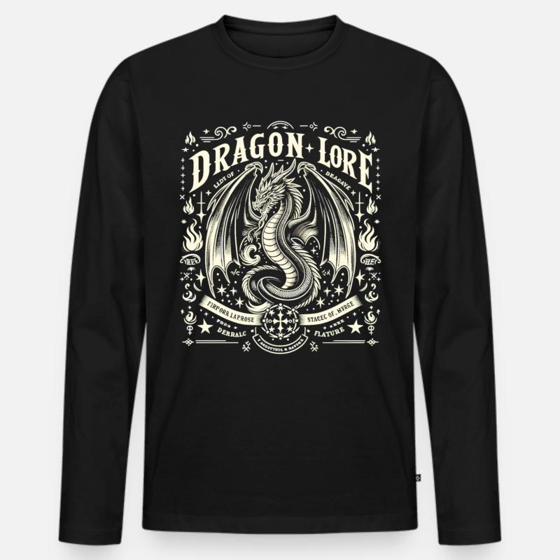 Mythischer Feuerdrache - Männer Premium Bio Langarmshirt - Schwarz