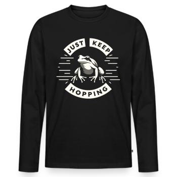 Simple Frog: Minimalist Nature - Men's Premium Organic Long Sleeve Shirt - black - Front - Nico (187cm)