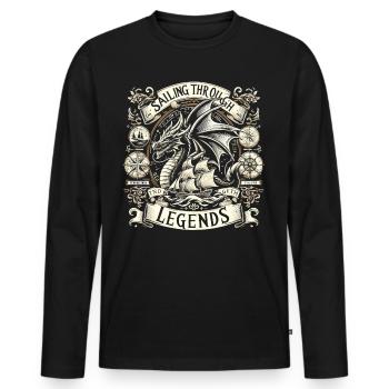 Drache - Segelschiff und Drachenabenteuer - Männer Premium Bio Langarmshirt - Schwarz - Vorne - Nico (187cm)
