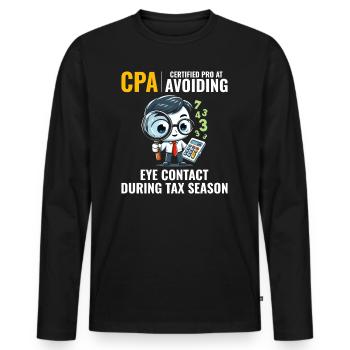CPA: Number Ninja Dodging Eye Contact Accountant - Men's Premium Organic Long Sleeve Shirt - black - Front - Nico (187cm)