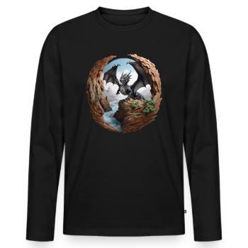 Drache - Männer Premium Bio Langarmshirt - Schwarz - Vorne - Nico (187cm)