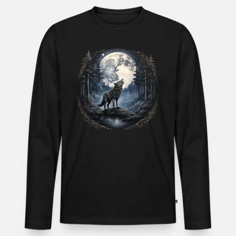 Lobo4-KARTON - Männer Premium Bio Langarmshirt - Schwarz