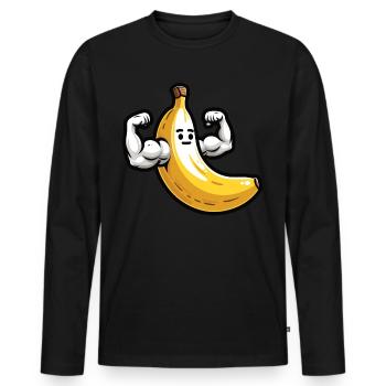 Musculation à la banane - T-shirt manches longues Premium bio Homme - noir - Devant - Nico (187cm)