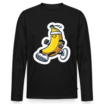 Sporty banana - Men's Premium Organic Long Sleeve Shirt - black - Front - Nico (187cm)
