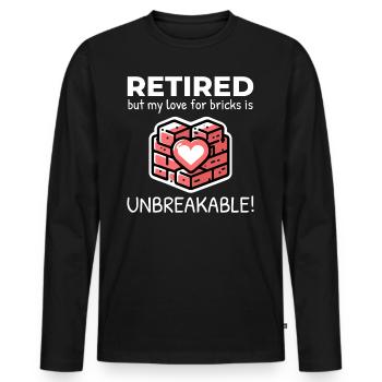 Unbreakable Brick Love: Retired Bricklayer - Men's Premium Organic Long Sleeve Shirt - black - Front - Nico (187cm)