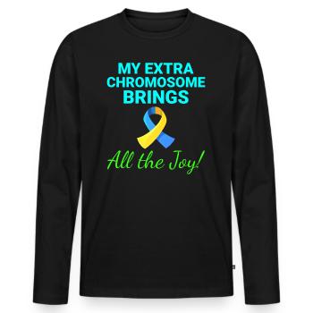 Down-Syndrom-Bewusstsein Joyful Extra Chromosom - Männer Premium Bio Langarmshirt - Schwarz - Vorne - Nico (187cm)