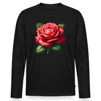 rosa - Men's Premium Organic Long Sleeve Shirt - black - Front - Nico (187cm)