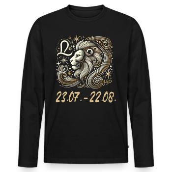 Himmlischer Löwe Sternzeichen - Männer Premium Bio Langarmshirt - Schwarz - Vorne - Nico (187cm)