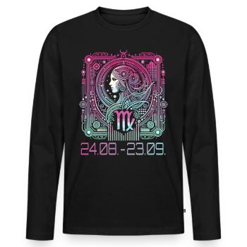 Signe du zodiaque Vierge Cyberpunk Design - T-shirt manches longues Premium bio Homme - noir - Devant - Nico (187cm)