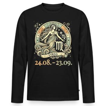 Zodiac sign Virgo vintage with grunge effect - Men's Premium Organic Long Sleeve Shirt - black - Front - Nico (187cm)