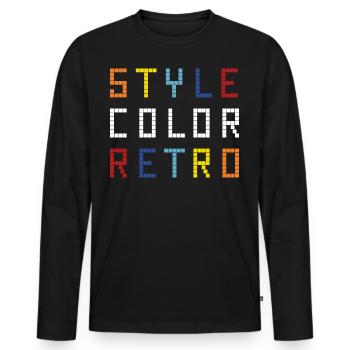 Style - Color - Retro - weiss - Männer Premium Bio Langarmshirt - Schwarz - Vorne - Nico (187cm)