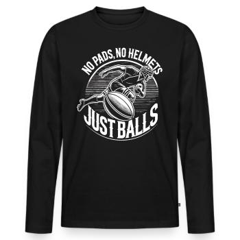 Rugby Saying Shirt - Men's Premium Organic Long Sleeve Shirt - black - Front - Nico (187cm)