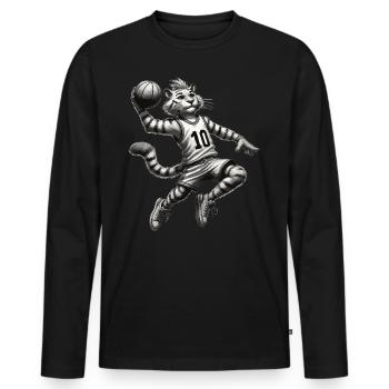 Tiger jouant au basket - T-shirt manches longues Premium bio Homme - noir - Devant - Nico (187cm)