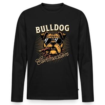 Bulldog Connection, Bulldogge, Hundemotiv - Männer Premium Bio Langarmshirt - Schwarz - Vorne - Nico (187cm)