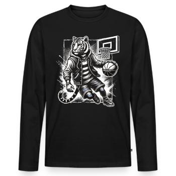 Tigre de basket-ball de style urbain - T-shirt manches longues Premium bio Homme - noir - Devant - Nico (187cm)