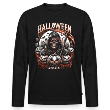 Halloween 2024 Death and his minions - Men's Premium Organic Long Sleeve Shirt - black - Front - Nico (187cm)