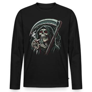 Der berauschte Sensenmann im Mondlicht - Männer Premium Bio Langarmshirt - Schwarz - Vorne - Nico (187cm)