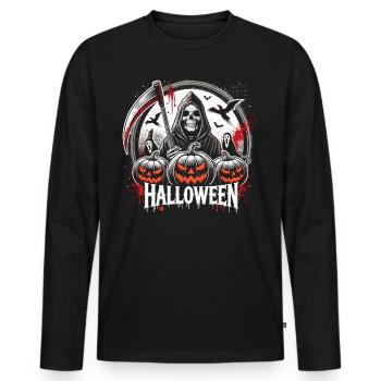 Halloween 2024 Death and his minions - Men's Premium Organic Long Sleeve Shirt - black - Front - Nico (187cm)