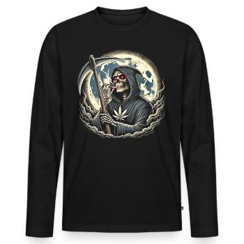 Der berauschte Sensenmann im Mondlicht - Männer Premium Bio Langarmshirt - Schwarz - Vorne - Nico (187cm)