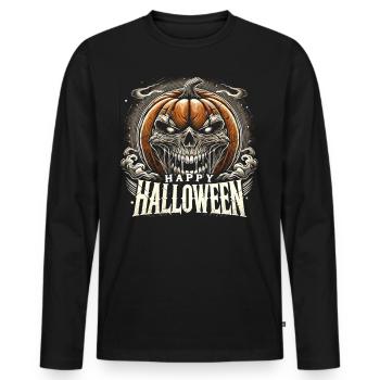 Sinister Pumpkin - Happy Halloween - Men's Premium Organic Long Sleeve Shirt - black - Front - Nico (187cm)