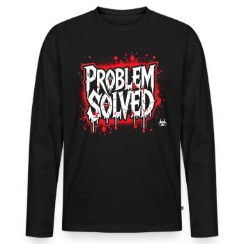 Shocking Solution - Problem Solved - Men's Premium Organic Long Sleeve Shirt - black - Front - Nico (187cm)