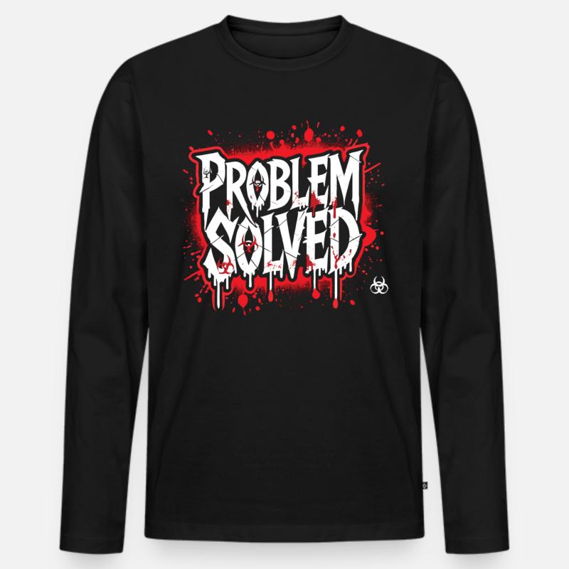 Schockierende Lösung - Problem Solved - Männer Premium Bio Langarmshirt - Schwarz