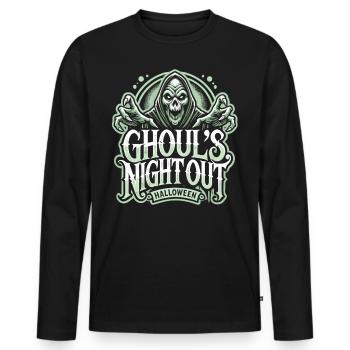 Ghoul's Night Out - Spooky Halloween Shirt - Men's Premium Organic Long Sleeve Shirt - black - Front - Nico (187cm)