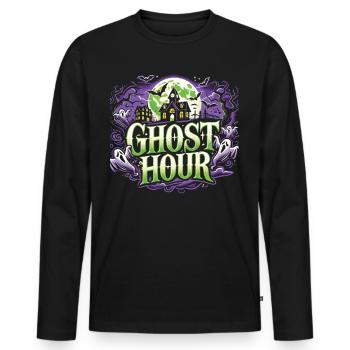 T-shirt d’Halloween mystique « Ghost Hour » - T-shirt manches longues Premium bio Homme - noir - Devant - Nico (187cm)