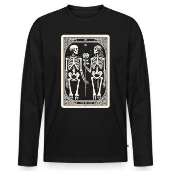 Tarot Skeleton T-Shirt for Halloween Fans - Men's Premium Organic Long Sleeve Shirt - black - Front - Nico (187cm)