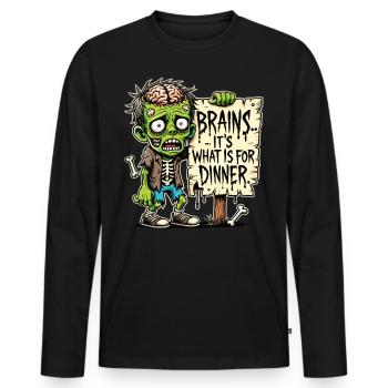 T-shirt drôle d’Halloween avec motif de dîner de zombie - T-shirt manches longues Premium bio Homme - noir - Devant - Nico (187cm)