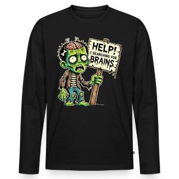 Witziges Männer Zombie T-Shirt für Halloween - Männer Premium Bio Langarmshirt - Schwarz - Vorne - Nico (187cm)