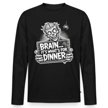 T-shirt drôle de dîner zombie pour Halloween - T-shirt manches longues Premium bio Homme - noir - Devant - Nico (187cm)