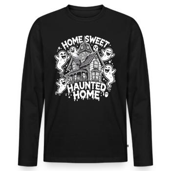 Maison hantée effrayante d’Halloween - T-shirt manches longues Premium bio Homme - noir - Devant - Nico (187cm)