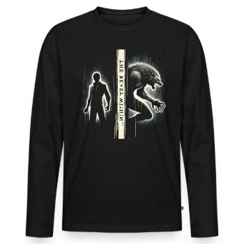 Beast in the Dark Shirt - Men's Premium Organic Long Sleeve Shirt - black - Front - Nico (187cm)