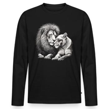 In love like lions - Men's Premium Organic Long Sleeve Shirt - black - Front - Nico (187cm)